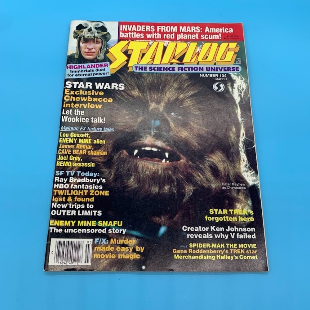 Starlog Magazine March 1986 Number 104 Star Wars Chewbacca Highlander Star Trek
